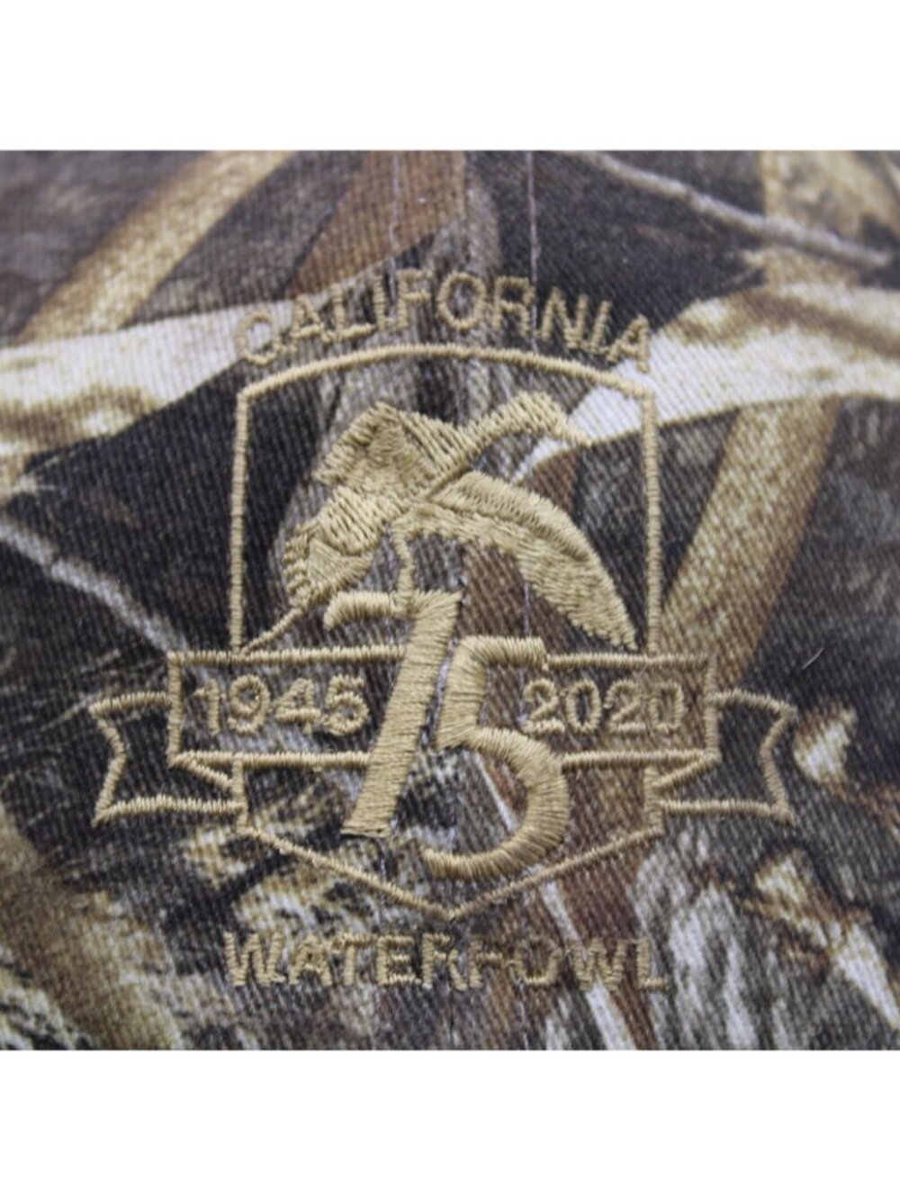 California Water Fowl Association 75yr 1945 2020 Camouflage Snapback Trucker Hat - Picture 2 of 10